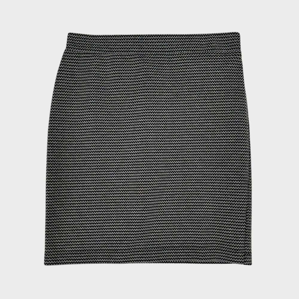 LOFT Outlet Black Wihte Print Knit Pencil Skirt Small Polyester Rayon Spandex